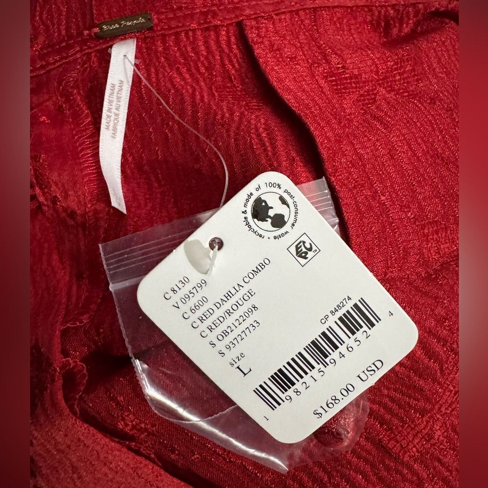 NWT Free People Foolish Heart Midi Dress in Red Dahlia Combo Size Large - Picture 4 of 5